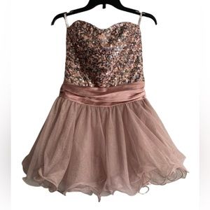 Speechless- Pink (Dusty Rose) Sequin & Glitter Tulle Formal Dress